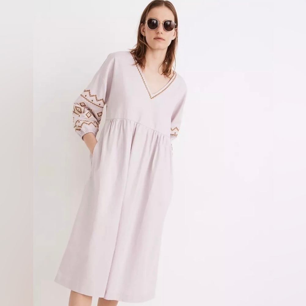 Madewell Lavender Embroidered Dress Size S